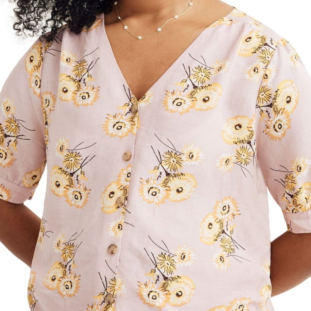 Madewell Plaza Dutch Dandelions Button Front Top